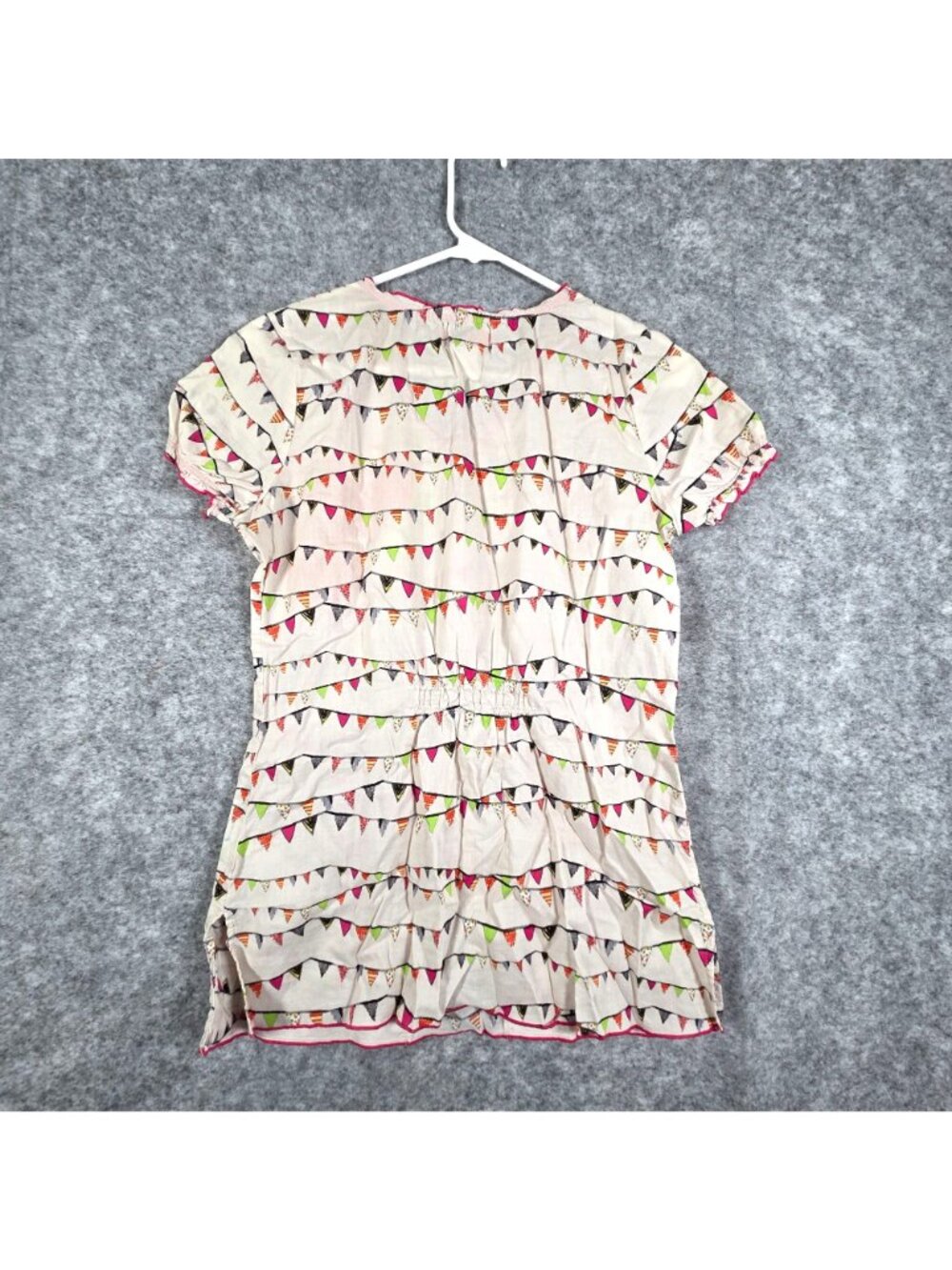 Koi Kathy Peterson 100% Cotton Pink Green Floral Flag Nurse Medical Scrub Top XS - Picture 6 of 9